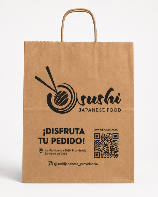 Bolsas Delivery Papel Kraft Personalizada - 1000 Bolsas (Impresión 1 Cara 1 Color)